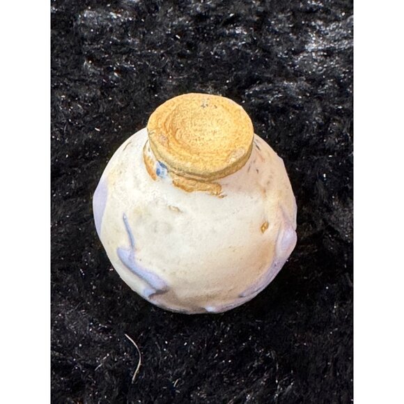 Small Primitive Handcrafted Ceramic Vase With Blue Abstract Design - Picture 5 of 7